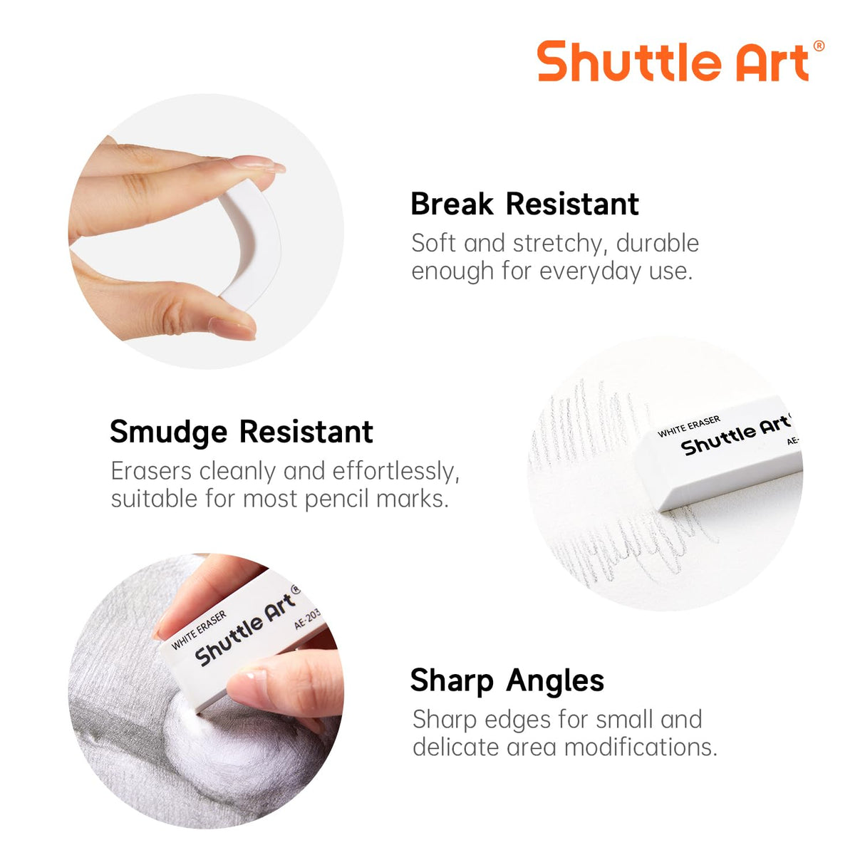 Shuttle Art White Erasers, 120 Pack Erasers Bulk, Smudge Resistant Eraser for Pencils, School Supplies for Kids, Students, Teachers, Office Shuttle Art