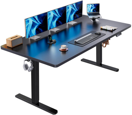 HUANUO Electric Standing Desk, 71 x 35 inch Large Height Adjustable Table, Powerful Brushless Motor, 4 Memory Preset, Sit Stand Up Desk, Home Office Computer Table with Thick T-Shaped Frame HUANUO