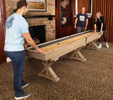 Freetime Fun 12 FT Shuffleboard Table Multi Game Solid Wood Game Tables for Game Room - Shuffle board Bowling Pin Set, Pucks, Wax and Brush - Two 6 FT Pieces Freetime Fun