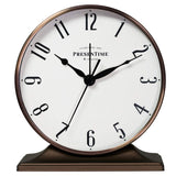 Presentime & Co Lewis Mantel Alarm Clock, Desk and Shelf Clock, Tabletop Decoration, 5.5 x 5 inch, Silent no Ticking, Metal Base, Bronze Finish, Arabic Numeral Presentime