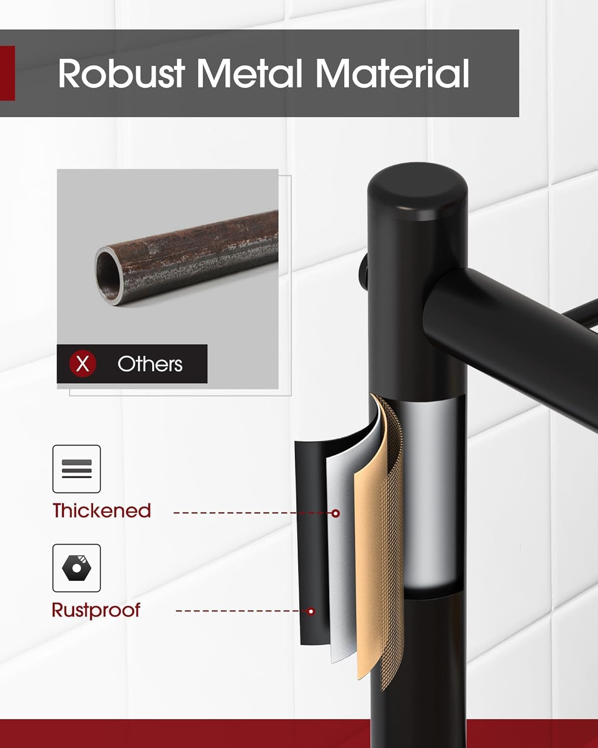 Sakugi Storage Shelves - 5 Tier Shelf Organizer, Heavy Duty Garage Shelving Unit with Leveling Feet, Stable Metal Shelves Organizer for Pantry, Kitchen and Closet, 47.3" W x 12.6" D x 60.8" H, Black Sakugi