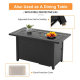 JOIVI 9 Piece Patio Conversation Set with 45" Fire Pit Table, PE Wicker Outdoor Furniture Set with Storage Box, Tempered Glass Top Table, Fireproof Glass Beads Cover, 2 Pillows Included, Gray JOIVI