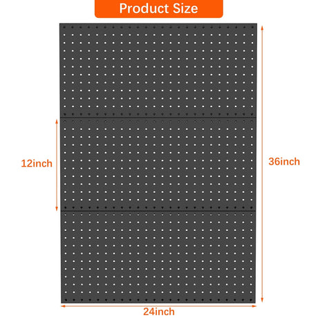 TORACK 3 PCS Metal Pegboard Panels for Wall Garage Utility Tools Storage Pegboard for Workbench, Shop, Modular Peg Board Tool Organizer Boards(Pack of 3, Black) TORACK