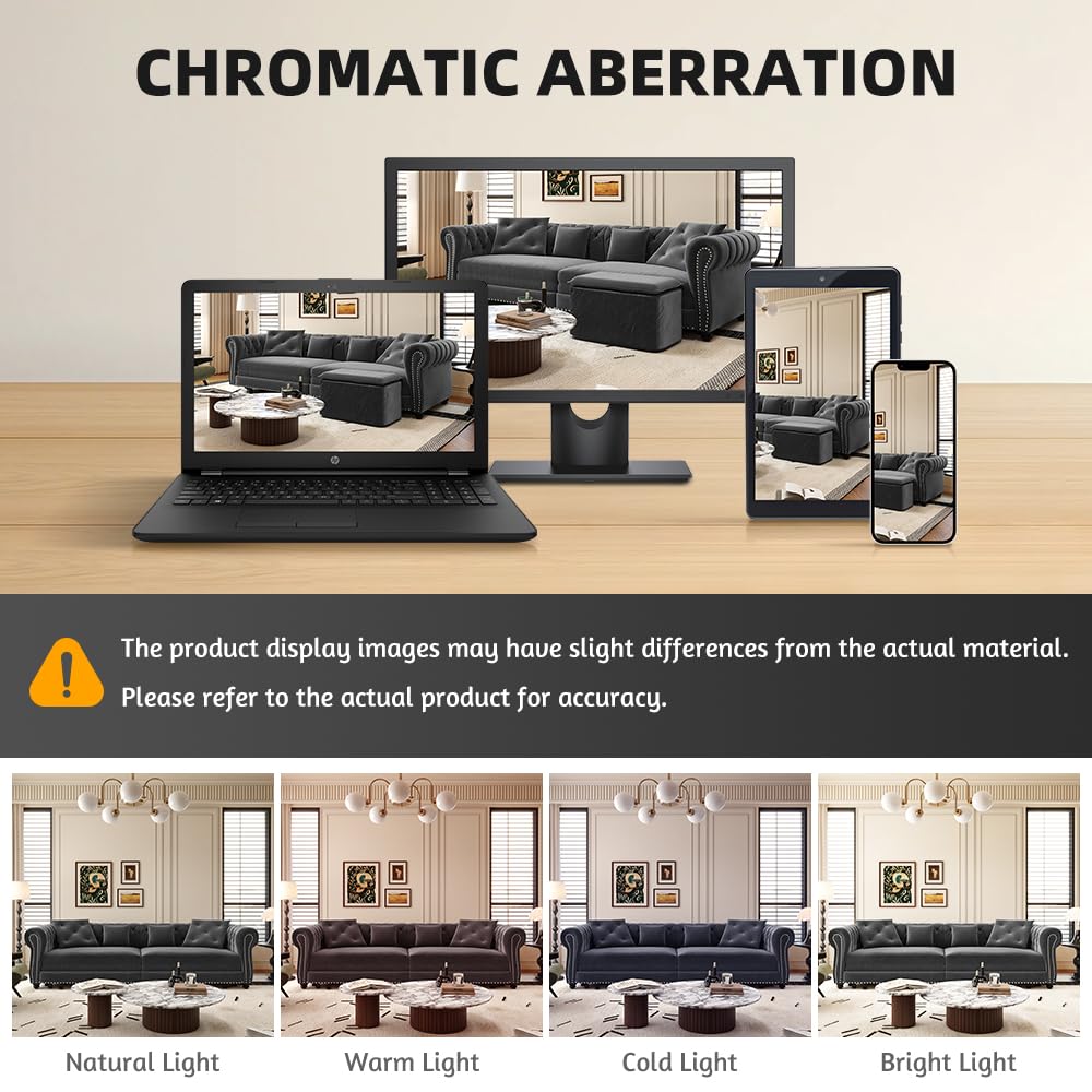 LuxyHoom 89" King Pull Out Sofa Bed, Velvet Chesterfield Sleeper Sofa Couch, 3 in 1 Convertible Tufted Futon Couches with Ottoman for Living Room, Small Space, Apartment, Office, Bedroom, Gray LuxyHoom