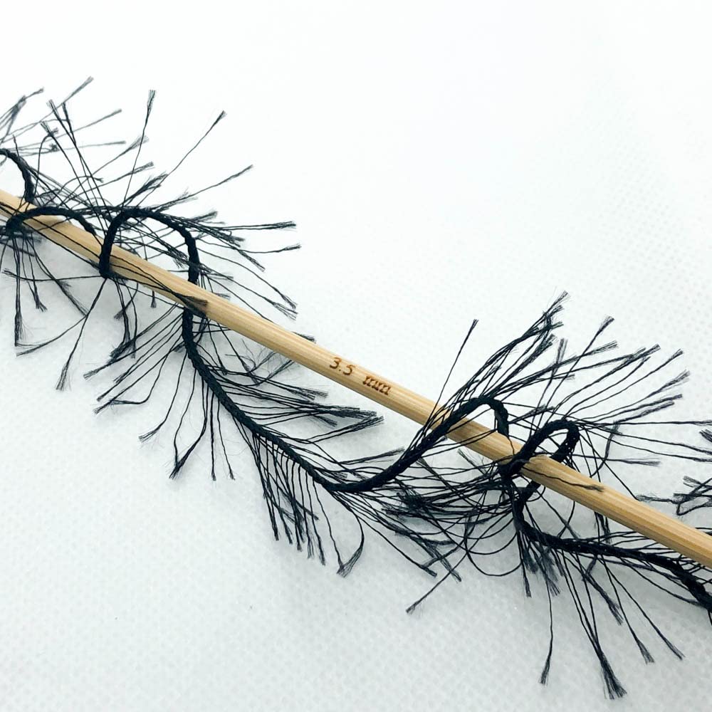 Buvemu Eyelash Fun Fur Yarn 100 Gram (3.53 Ounces) 175 Yards (160 Meters) (Black) buvemu