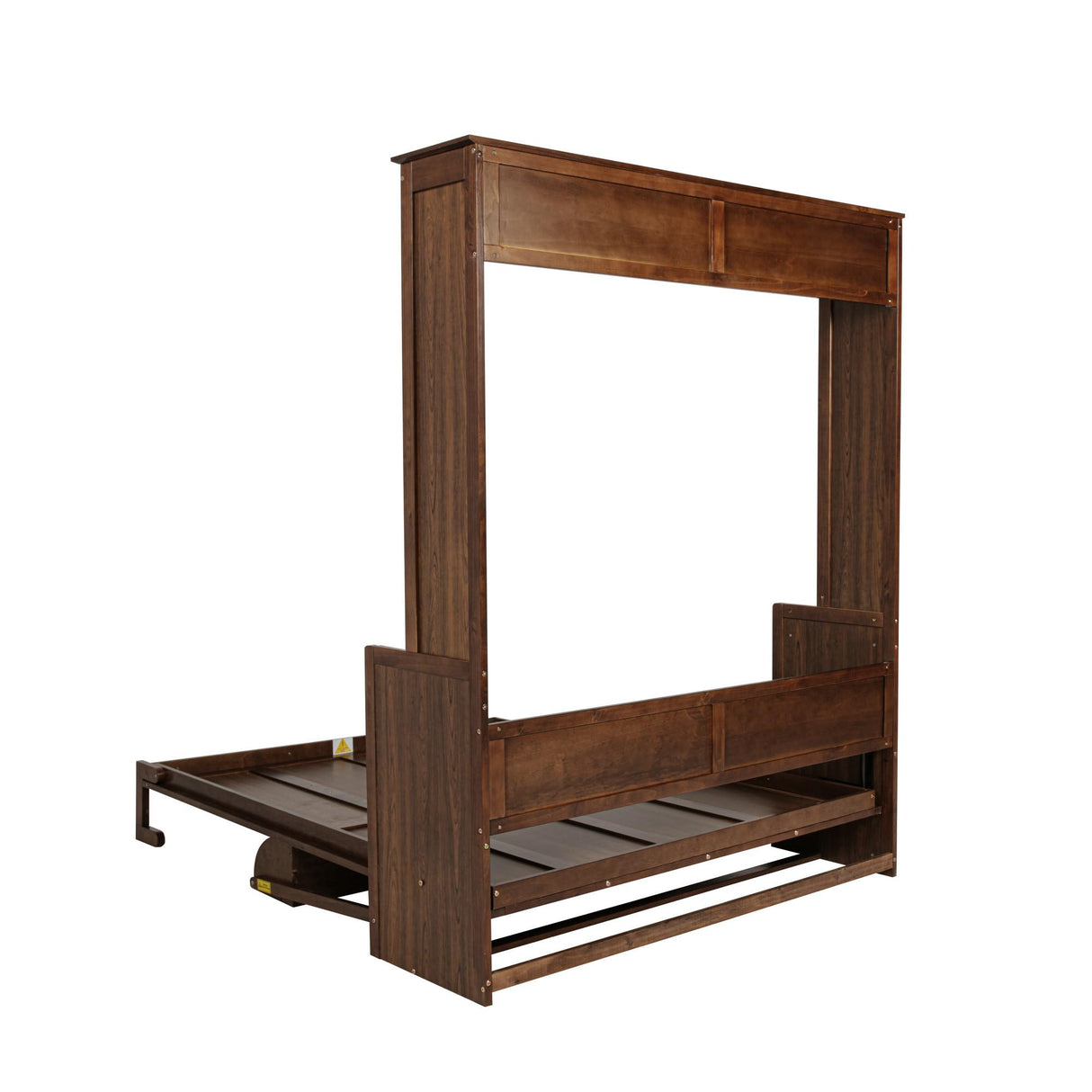 SOFTSEA Queen Size Murphy Bed with Desk, Space-Saving Hidden Wall Bed Cabinet, Foldable Platform Bed Frame with Gas Struts, for Home Guest Room, No Box Spring Needed, Walnut SOFTSEA