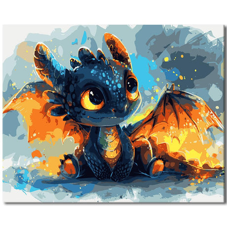 DIY Paint by Number Kits for Adults Beginner Wall Paint by Numbers Dragon Painting by Numbers Artwork Dragon Baby Cub Paint by Numbers Kits Crafts for Living Room Wall Decor 16x20 in (Frameless) Rebotipy