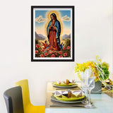 F-CANLAN Round Full Drill Diamond Painting Set 5D DIY Virgin Mary Diamond Art Painting by Numbers Virgin Mary Prayer Diamond Art Kits with Diamonds Dots for Adult Room Decor (12X16 inches) F-CANLAN