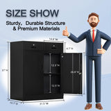 YEEZER Metal Storage Cabinet with 2 Drawers. Lockable Steel Storage Cabinet with Doors and Shelve, 37”H Office Cabinet for Home, Garage, Warehouse with Large Storage Space. (Black) YEEZER