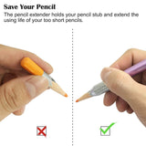 8 pcs Pencil Extenders, FineGood One Head & Dual Head Metal Handle Pen Holder Lengthener, School Office Supplies Art Writing Tool FineGood