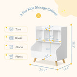 Curipeer White 3-Tier Kids Bookshelf and Toy Storage Organizer Curipeer
