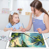 JUJUHOOD Beach Scene with Palm Tree Paint by Numbers Kit for Adults, Beach Adult Paint by Number Kits,DIY Acrylic Paint by Number on Canvas for Home Wall Decor 16X20 Inch JUJUHOOD