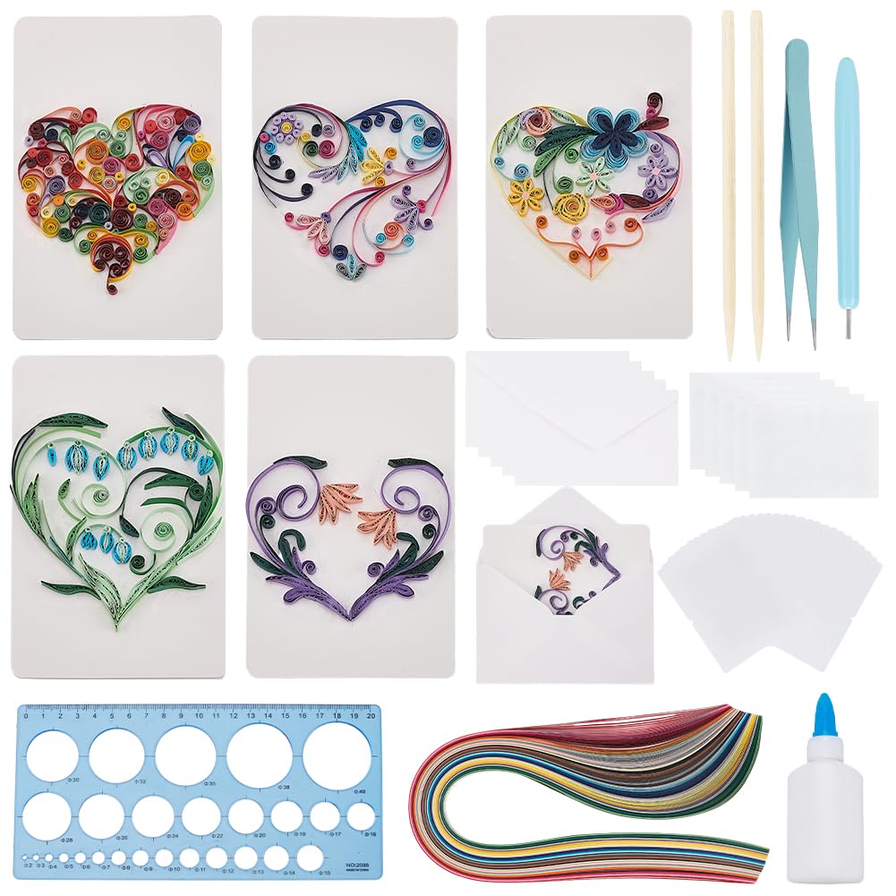 WEBEEDY 20 Sets Paper Quilling Kit for Adults Beginners DIY Heart Quilling Greeting Card Making Kit with Instruction DIY Unique Card for Valentine's Day Birthday,Holiday,New Year's Day,Thanksgiving WEBEEDY