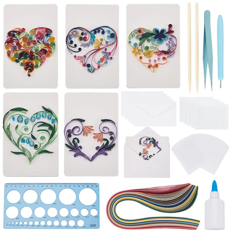 WEBEEDY 20 Sets Paper Quilling Kit for Adults Beginners DIY Heart Quilling Greeting Card Making Kit with Instruction DIY Unique Card for Valentine's Day Birthday,Holiday,New Year's Day,Thanksgiving WEBEEDY