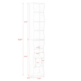 70.87'' Tall Bookshelf, 8 Tiers Bookshelves and Bookcases, Floor Standing Display Shelving with Wavy Border Design, Home Decor Furniture Adjustable Narrow Bookcase for Home Office, Black AOPNOMU