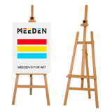 MEEDEN Painting Wooden Art Easel: Solid Beechwood Display Easel Stand Hold Canvas up to 43'' - Adjustable Easel from 57''-76" for Adults Student Studio Gallery - Natural MEEDEN