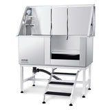 VEVOR 50" Pet Dog Bathing Station w/Stairs, Professional Stainless Steel Dog Grooming Tub w/Soap Box, Faucet,Rich Accessory, Dog Bathtub for Large,Medium,Small Pets, Washing Sink for Home Right VEVOR