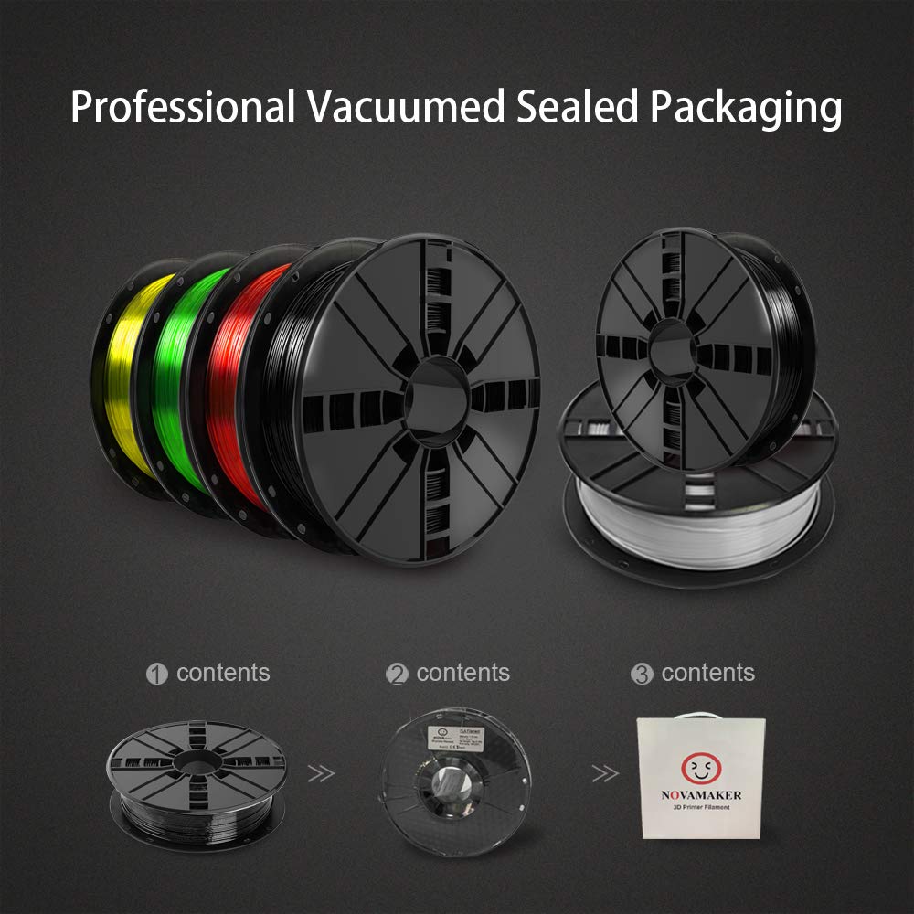 NOVAMAKER PETG Black Filament 1.75mm,Toughness Enhanced petg Vacuum Sealed,Accuracy +/- 0.02mm, 1kg(2.2lbs) Spool, 3D Filament petg NovaMaker