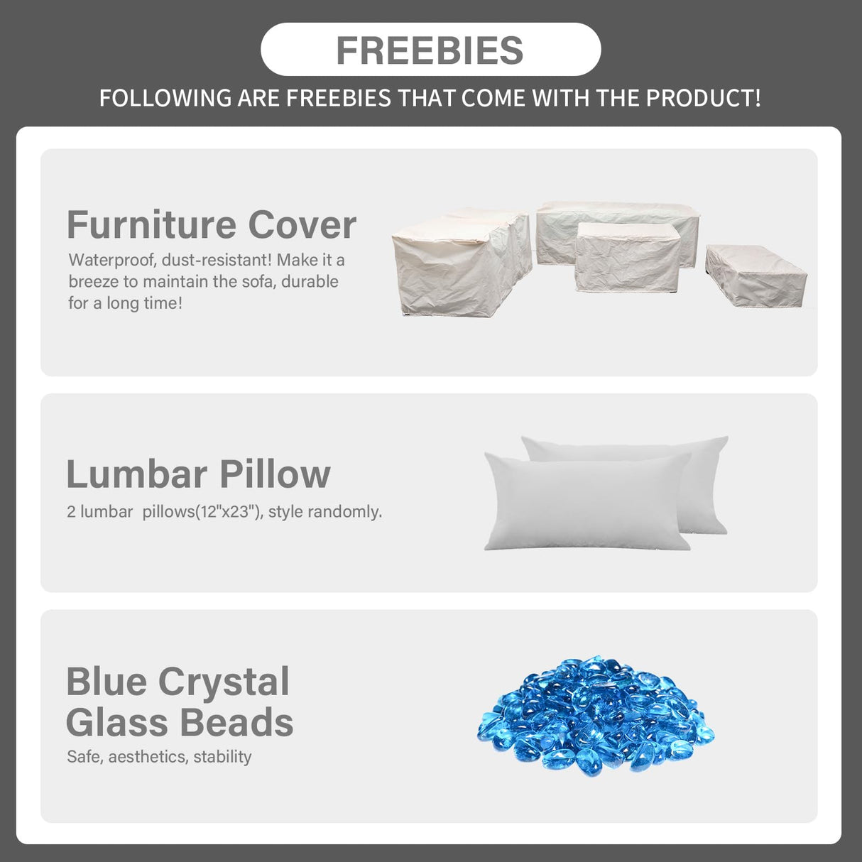 Patio Furniture Set 45 In Outdoor Fire Pits 6 Pieces Outdoor Patio Furniture 60000 BTU Outdoor Propane Fire Pit Table Patio Sofa Outdoor Chairs Anti-slip Cushions Waterproof Covers, Light Grey Rattaner