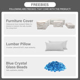 Patio Furniture Set 45 In Outdoor Fire Pits 6 Pieces Outdoor Patio Furniture 60000 BTU Outdoor Propane Fire Pit Table Patio Sofa Outdoor Chairs Anti-slip Cushions Waterproof Covers, Light Grey Rattaner