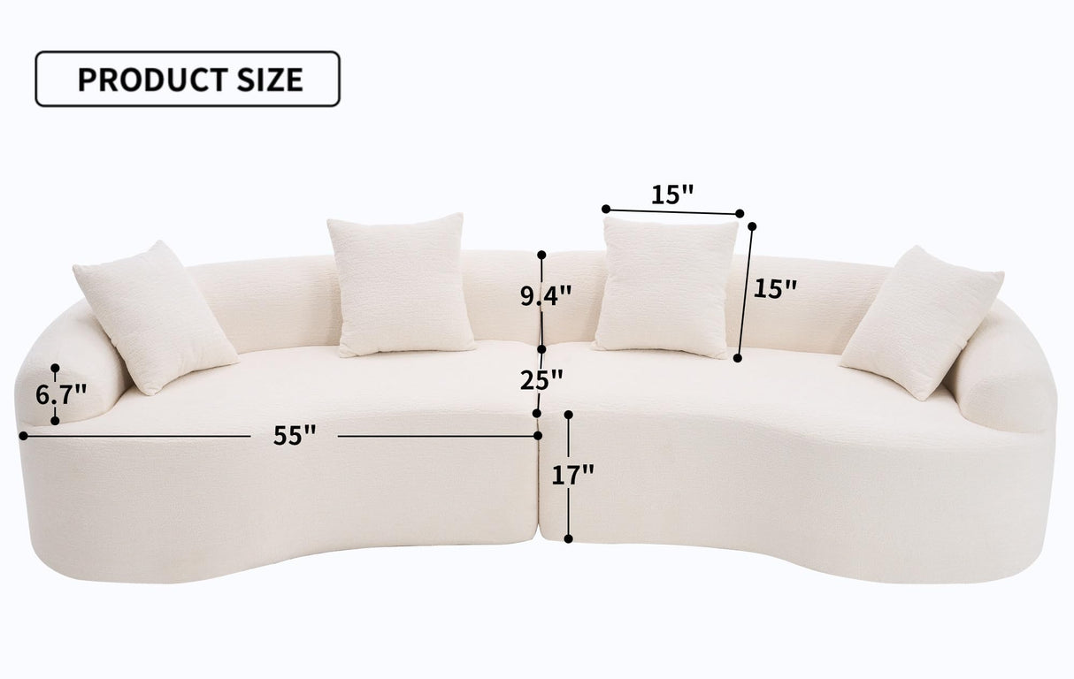 KEIKI Curved Chenille Modular Sectional Couches with Pillows, 4 Seater Oversized Upholstered Luxury Plush Cloud Sofa for Living Room Apartment, Full Compression Sponge, KEIKI