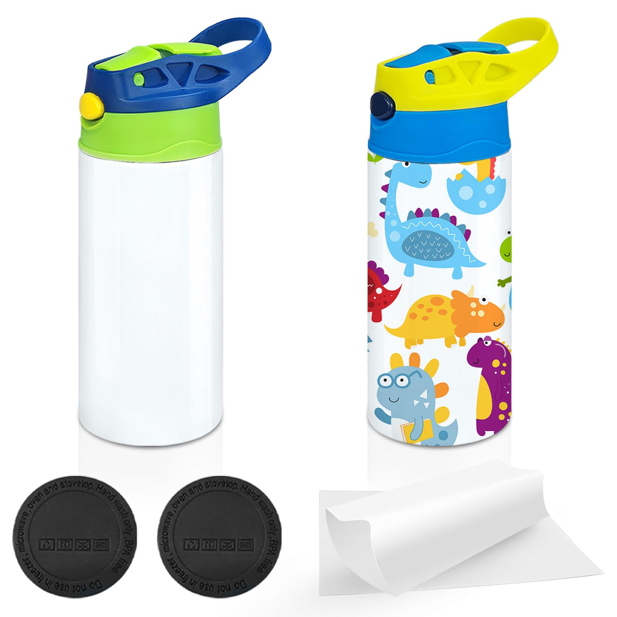 XccMe Sublimation Sippy Cup,12oz Stainless Steel Toddler Water Bottle,Double Wall Vacuum Insulated Sippy Tumbler with Handle Spill Proof and Shrink Films,Children Thermos XccMe