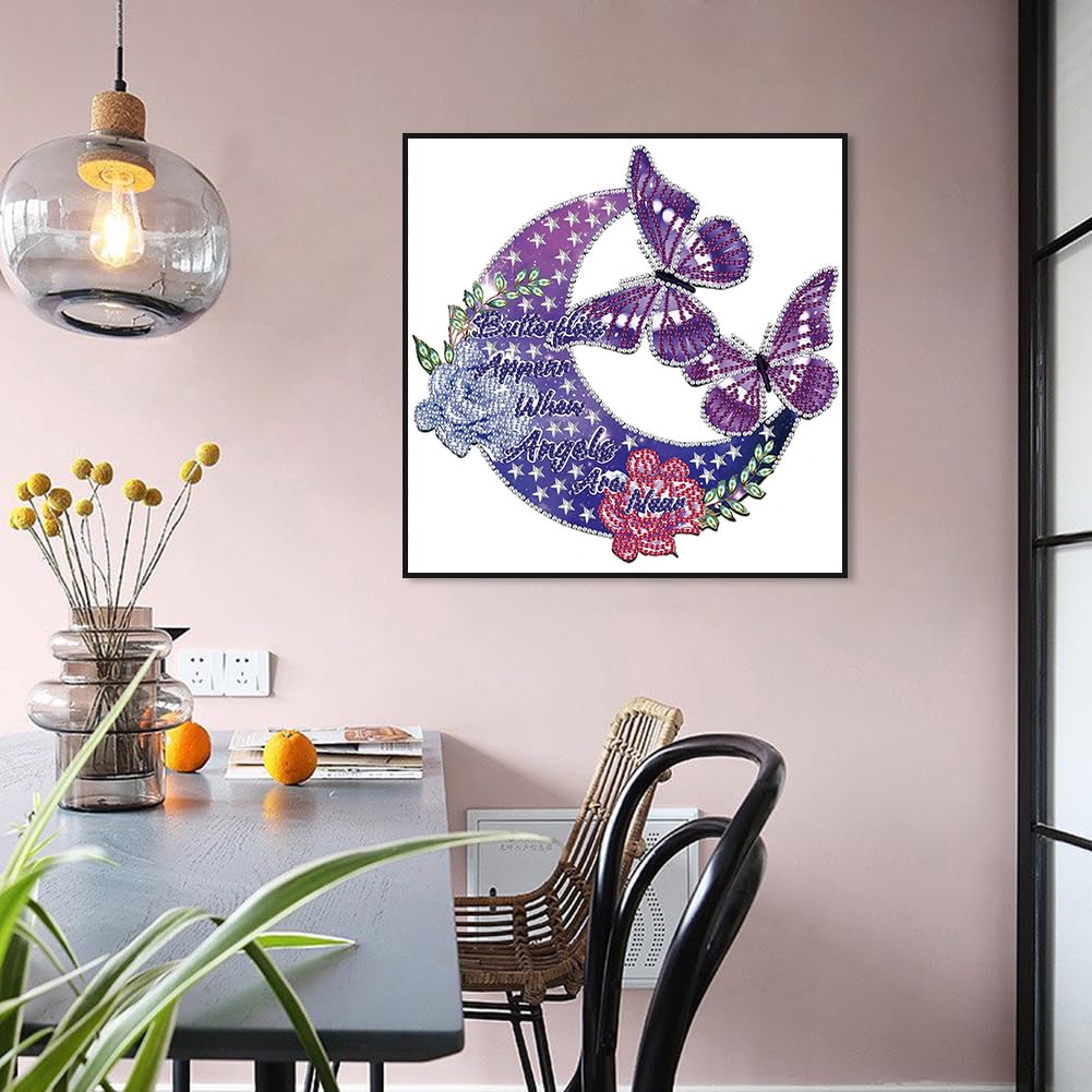 Stalente Diamond Painting Kits for Adults Moon Saying, 5D Special Shape Diamond Art Kits for Beginners, Crystal Rhinestones Diamond Painting for Home Wall Decoration Gift 12×12inch, Butterfly Stalente