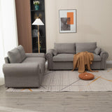 Panana Modern 2 Seater Loveseat Sofa Couch with Storage, Dark Grey or Light Color, Choice of Curved, Sock or Track Arm Design (Light Gray, 2 Seater - Scroll Arms) Panana