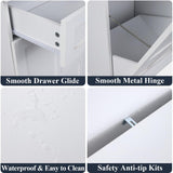 Loomie Double Tilt Out Laundry Hamper Cabinet, Hidden Laundry Cabinet with 2 Drawers & 2 Laundry Storage Baskets, 30 Gallon Trash Can Cabinet, Storage Cabinet for Bathroom, Laundry Room,Kitchen, White Loomie