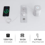 YITAHOME 7 Drawer Dresser with Built-in Power Outlet, Wood Dresser TV Stand with Large Drawers and Bar Handles, White Chest of Drawers for Living Room, Entryway YITAHOME