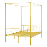 VEVOR Canopy Bed Frame Full Size, Metal Canopy Bed with Minimalist Headboard & Four Posters Design, Heavy Duty Steel Slats Support, Underbed Storage Space, No Box Spring Needed, Easy Assembly, Gold VEVOR
