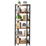 HOOBRO Bookshelf, 6-Tier Industrial Bookcase, Book Shelf Storage Organizer, Tall Bookshelf with Metal Frame for Living Room, Bedroom, Home Office, Kitchen, Rustic Brown and Black BF72SJ01 HOOBRO