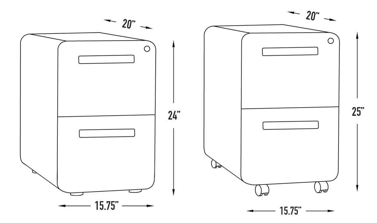Laura Davidson Furniture Stockpile 2 Drawer Mobile File Cabinet with Lock - Under Desk Metal Filing Cabinet, Legal/Letter File Folders, Wheels and Stationary Feet, Pre-Assembled, White/Wood Laura Davidson Furniture