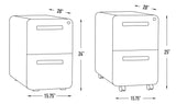 Laura Davidson Furniture Stockpile 2 Drawer Mobile File Cabinet with Lock - Under Desk Metal Filing Cabinet, Legal/Letter File Folders, Wheels and Stationary Feet, Pre-Assembled, White/Wood Laura Davidson Furniture