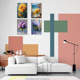 obterie 4 Pack Framed Paint by Numbers Kit for Adults Beginner Canvas Painting by Numbers for Adults Flowers Easy Adult Paint by Number Kits with Frame Floral Watercolor Painting by Number 8x12 Inch obterie