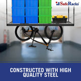 SafeRacks Overhead Garage Storage Rack, Heavy Duty Racks for Garage w/ 600 lb Capacity, Easy Garage Storage Adjustable Storage Rack Ceiling Mount Storage for Garage 4x8 White, 24"-45" (2 Pack) SafeRacks