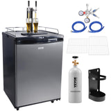 VEVOR Beer Kegerator, Single Tap Draft Beer Dispenser, Full Size Keg Refrigerator With Shelves, CO2 Cylinder, Drip Tray & Rail, 32°F- 50°F Temperature Control, Holds 1/6, 1/4, 1/2 Barrels, Black VEVOR