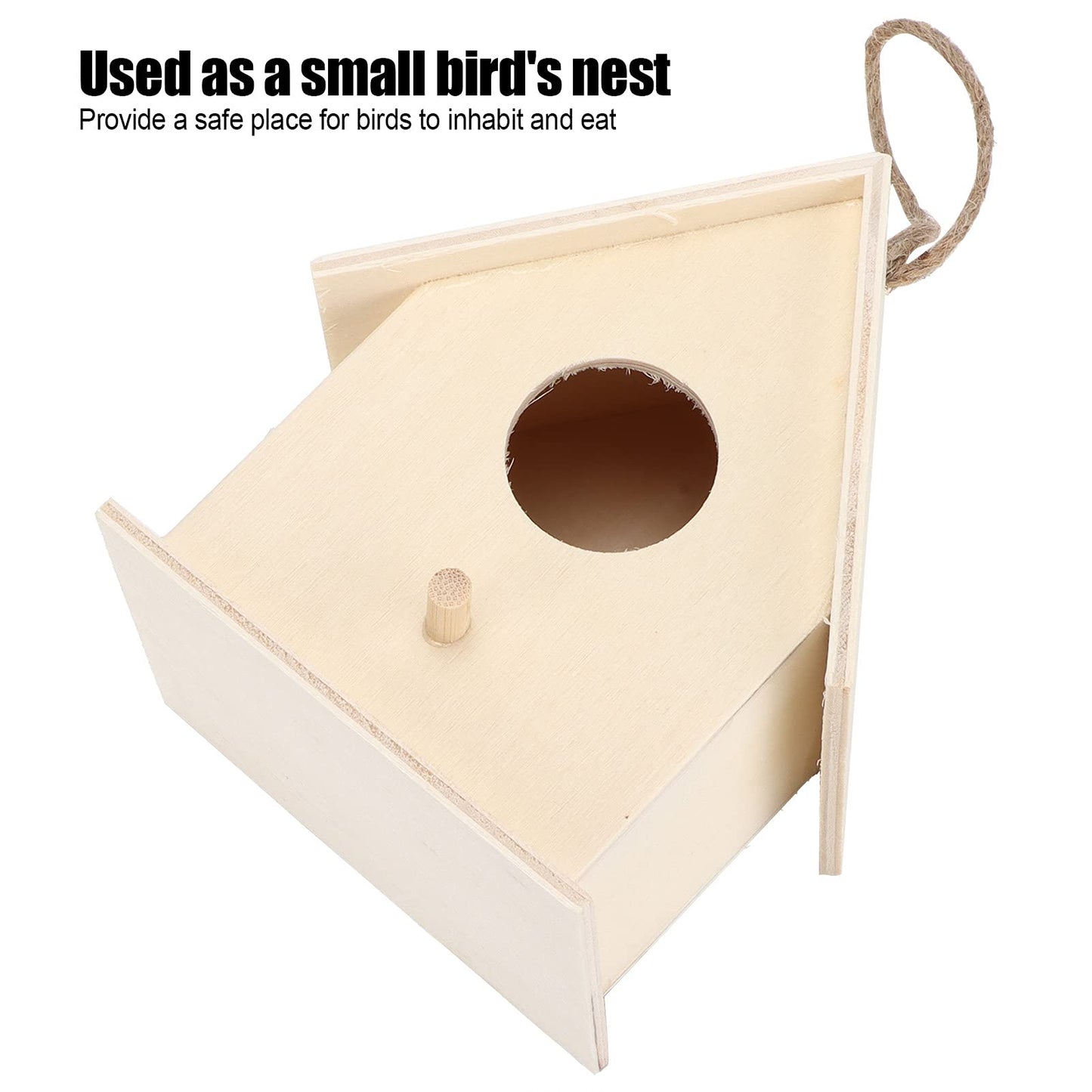 Mini Wooden Bird House, Hanging Birdhouse Nesting Box Natural Unfinished Wood Bird Nests DIY Ornament Crafts for Outdoor Garden Courtyard Decoration