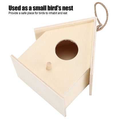 Mini Wooden Bird House, Hanging Birdhouse Nesting Box Natural Unfinished Wood Bird Nests DIY Ornament Crafts for Outdoor Garden Courtyard Decoration