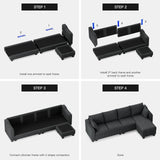 Belffin Sectional Couch with L-Shape Chaise L Shaped Couch with Ottoman Sectional Couches for Living Room Corduroy (Dark Grey, L Shaped) Belffin