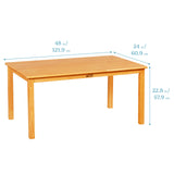 ECR4Kids 24in x 48in Rectangular Hardwood Table with 22in Legs, Kids Furniture, Honey ECR4Kids