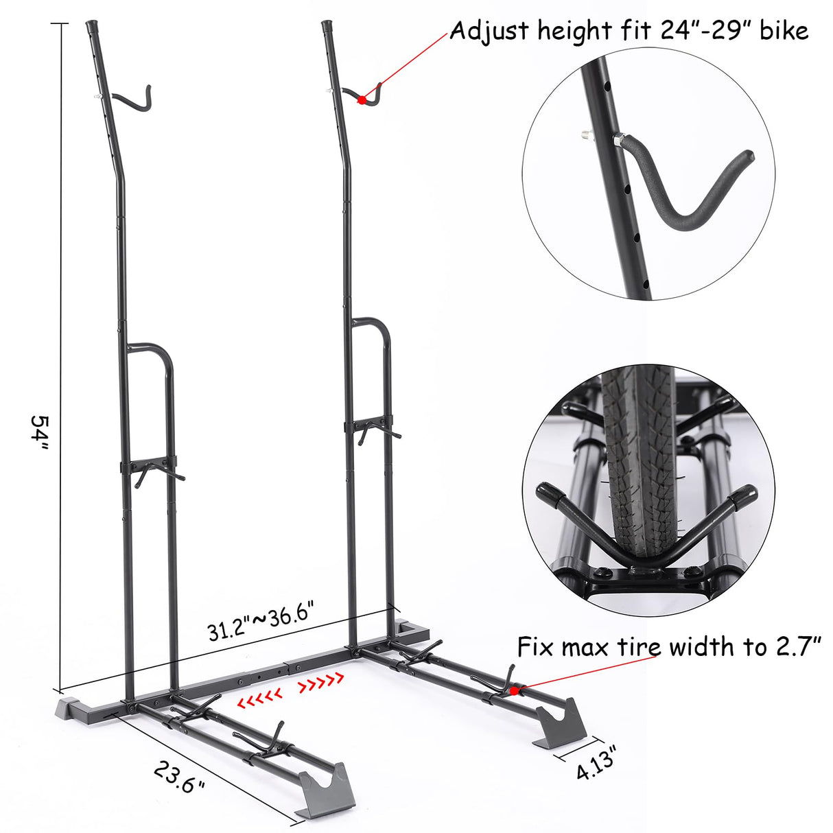 YueTong Vertical Bike Stand, 2 Bike Rack Garage, Upright and Horizontal, Indoor Bicycle Storage for Floor. YueTong