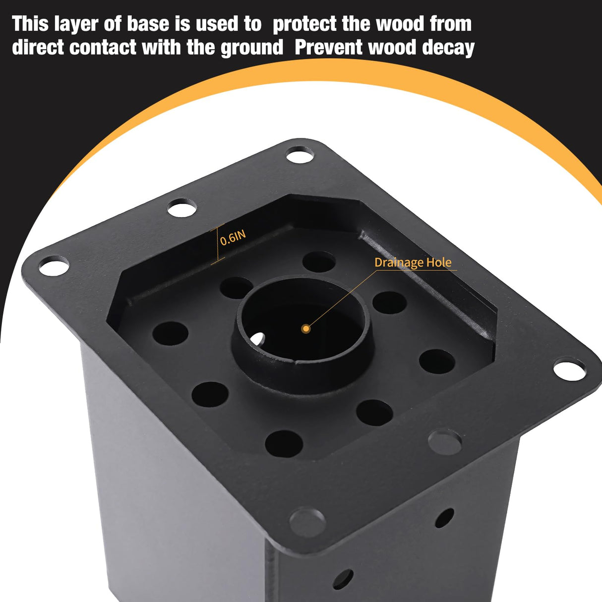 ICokin 4×4 Post Base 8 Pcs,Deck Post Brackets,Inner Size (3.6"x3.6“）Heavy Duty Powder-Coated Steel Post Bracket Fit for Outdoor Pavilion, Deck Railing ,Support Deck Base Plate,Pergola ICokin