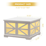 Farmhouse LED Coffee Table for Living Room, Modern Square Coffee Table with Storage, White Coffee Table Decor, Small Wood Coffee Table, Unique Coffee Cabinet for Office, Reception Room yesasin