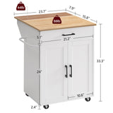 MAHANCRIS Kitchen Island on Wheels with Drop Leaf, Folding Countertop Kitchen Island Cart, Kitchen Island Table with Towel Rack, Drawer, for Kitchen, Dining Room, White and Natural KINW12501 MAHANCRIS