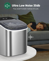 Silonn Ice Makers Countertop, Portable Ice Maker with Self-Cleaning 9 Cubes Ready in 6 Mins 26Lbs/24H 2 Sizes of Bullet Ice, Ice Machine for Home Kitchen and Office Bar Party,Stainless Steel Silonn