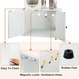 Timberer Cat Tree with Litter Box Enclosure, 2-in-1 Cat Tower for Indoor Cats, Large Cat Furniture, Wood Cat Condo with Basket, Scratching Posts, Pompoms, White Timberer