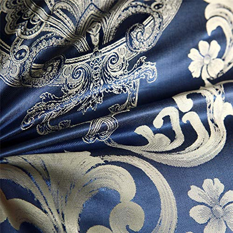 Raytrue-X King Comforter Set Silk Blanket All Season Bed Comforter King Set Royal Blue Jacquard Quilt Soft Microfiber Bedding Sets Matching 2 Pillow Shams(King, 104x90 inches) Raytrue-X