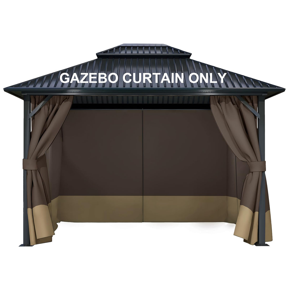 COWVIE 4-Panel 12' x 14' Gazebo Replacement Curtains, Patio Privacy Sidewalls with Double Zipper, Replacement for Outdoor Gazebo Canopy (Curtain Only) COWVIE