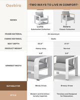 Oasbira Aluminum Outdoor Patio Furniture Set 4 Piece, Oversized Patio Conversation Sets Widened Armrest & Ultra-Thick Cushions, Deep Seating Modern Sectional Furniture for Backyard, Porch, White Oasbira